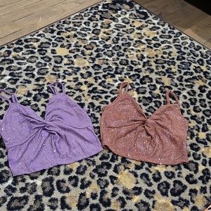 Glitter crop tops v front and back with adjustable straps size small